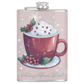Kerst Cup van Warme Chocolade | Blush Roze Heupfles (Voorkant)