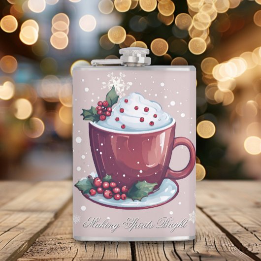 Kerst Cup van Warme Chocolade | Blush Roze Heupfles