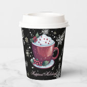 Kerst Cup van warme chocolademelk Papier Cups Papieren Bekers (Achterkant)