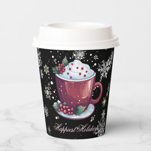 Kerst Cup van warme chocolademelk Papier Cups Papieren Bekers (Achterkant)