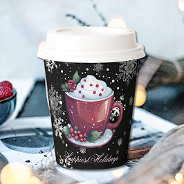 Kerst Cup van warme chocolademelk Papier Cups Papieren Bekers