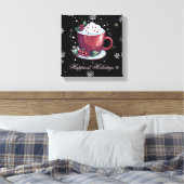 Kerst Cup van warme chocolademelk vakantie | Black Canvas Afdruk (Insitu (Slaapkamer))