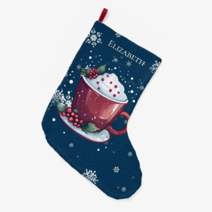 Kerst Cup Warme Chocolade Blauwe Gepersonaliseerde Grote Kerstsok
