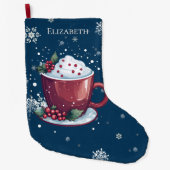 Kerst Cup Warme Chocolade Blauwe Gepersonaliseerde Grote Kerstsok (Voorkant)