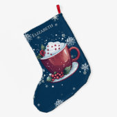 Kerst Cup Warme Chocolade Blauwe Gepersonaliseerde Grote Kerstsok (Achterkant (Hangend))