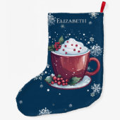 Kerst Cup Warme Chocolade Blauwe Gepersonaliseerde Grote Kerstsok (Achterkant)