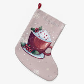 Kerst Cup Warme Chocolade | Blush Roze Grote Kerstsok (Voorkant (Hangend))