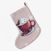 Kerst Cup Warme Chocolade | Blush Roze Grote Kerstsok (Achterkant (Hangend))