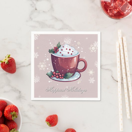 Kerst Cup Warme Chocolade | Blush Roze Servet (Insitu)