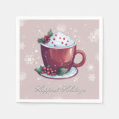 Kerst Cup Warme Chocolade | Blush Roze Servet (Voorkant)