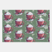Kerst Cup Warme Chocolade | Groen Inpakpapier Vel (Voorkant 2)