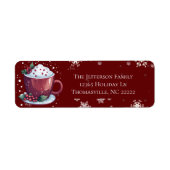 Kerst Cup Warme Chocolade Persoonlijk Rood Etiket (Voorkant)