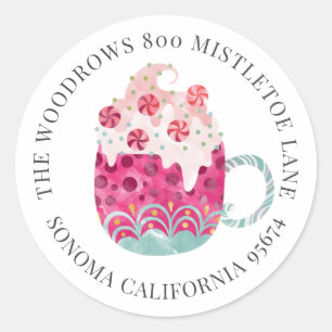 Kerst Cup Warme Chocolade Retouradreslabel Ronde Sticker