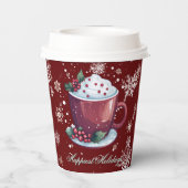 Kerst Cup Warme Chocolade | Rode Papieren Bekers (Achterkant)