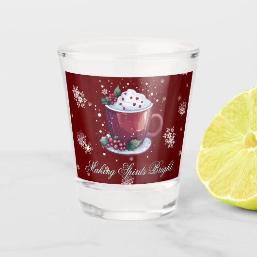 Kerst Cup Warme Chocolade | Rode Shotglas Shot Glas (Voorkant)