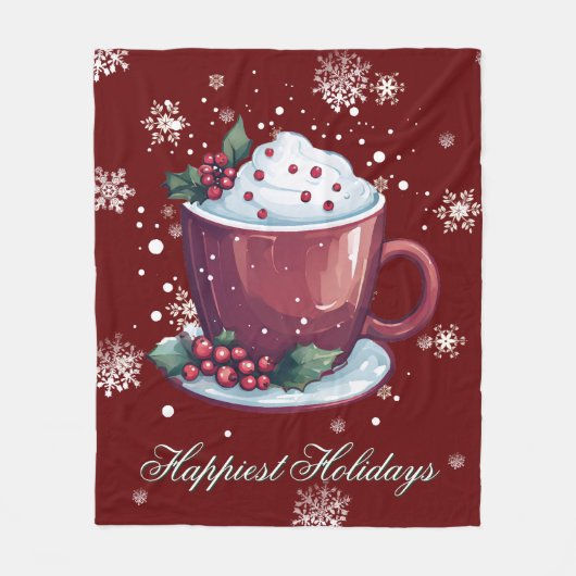 Kerst Cup Warme Chocolade | Rood Fleece Deken (Voorkant)