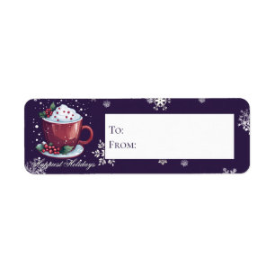 Kerst Cup Warme Chocolademelk Paars Cadeau Etiket