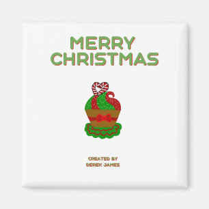 Kerst Cupcake 2 inch vierkante magneet