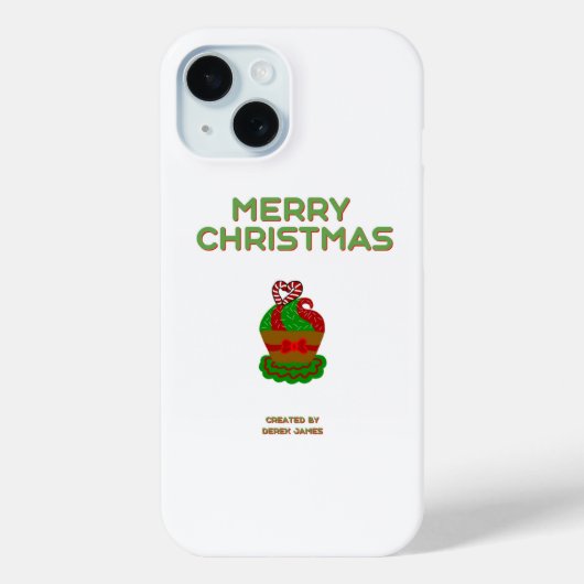Kerst Cupcake Apple iPhone 15 Hoesje (Achterkant)