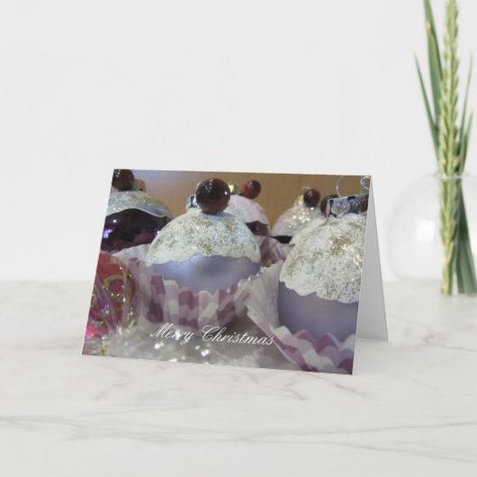 Kerst Cupcake Boom Decoraties Feestdagen Kaart (Voorkant)