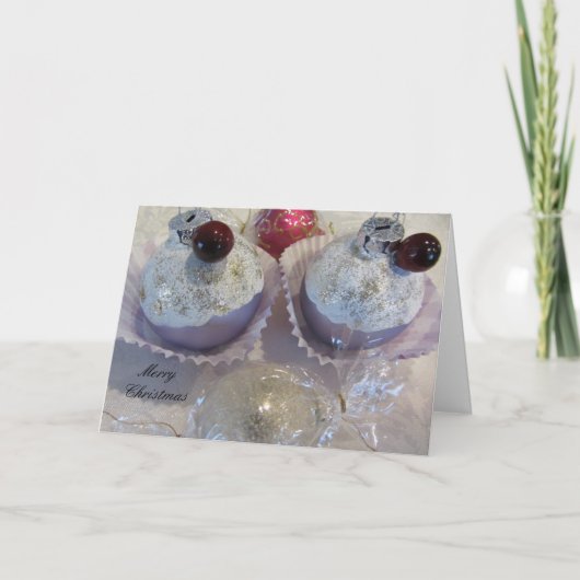 Kerst Cupcake Boom Decoraties Feestdagen Kaart (Voorkant)