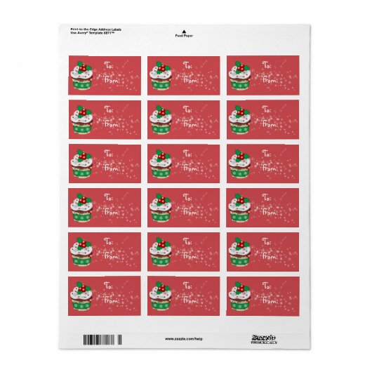 Kerst cupcake cadeau labels (Full Sheet)