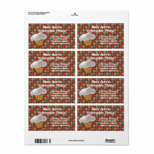 Kerst Cupcake Custom Label (Full Sheet)