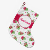 Kerst cupcake design in kerstkleuren grote kerstsok (Voorkant (Hangend))