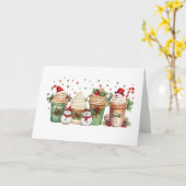 Kerst Cupcake Drink Vakantie Treats & Snowmen Kaart (Gele Bloem)