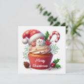Kerst Cupcake Eenvoudig Festief Feestdagenkaart (Staand voorkant)
