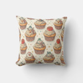 Kerst Cupcake Feest Patroon | Mooie Desserts Kussen (Voorkant)