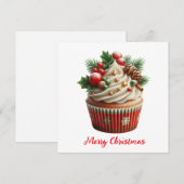 Kerst Cupcake Feestdagenkaart (Voorkant / Achterkant)
