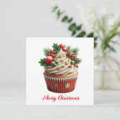 Kerst Cupcake Feestdagenkaart (Staand voorkant)