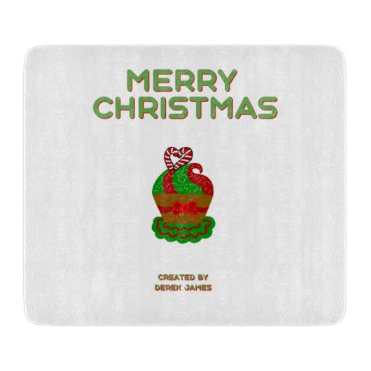 Kerst Cupcake Glas Snijplank (Voorkant)