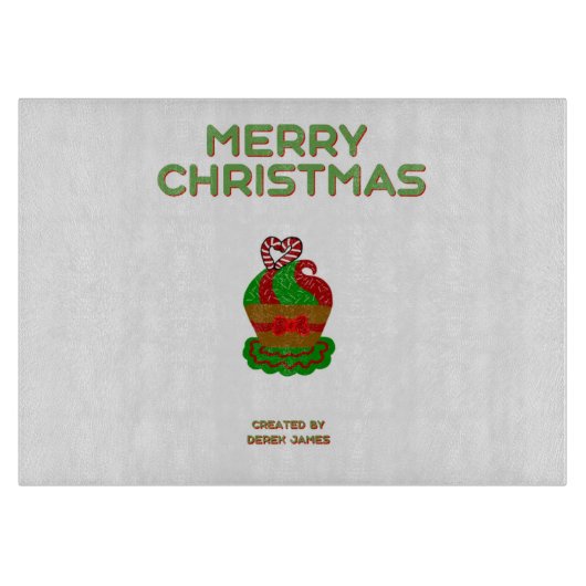 Kerst Cupcake Glas Snijplank (Voorkant)