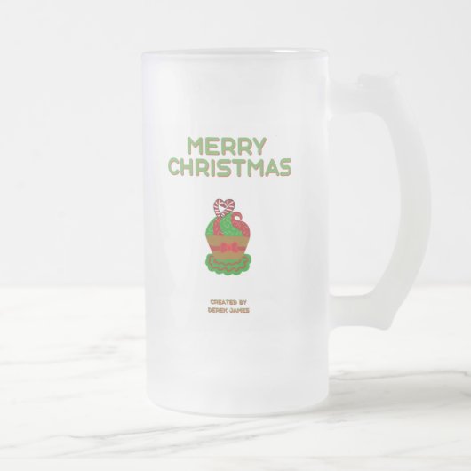 Kerst Cupcake Grote Frosted Glass Mok (Rechts)