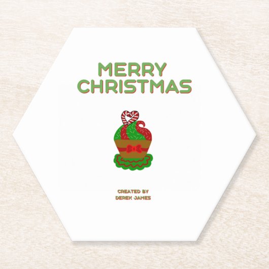 Kerst Cupcake Hexagon Papier Onderzetter (Voorkant)