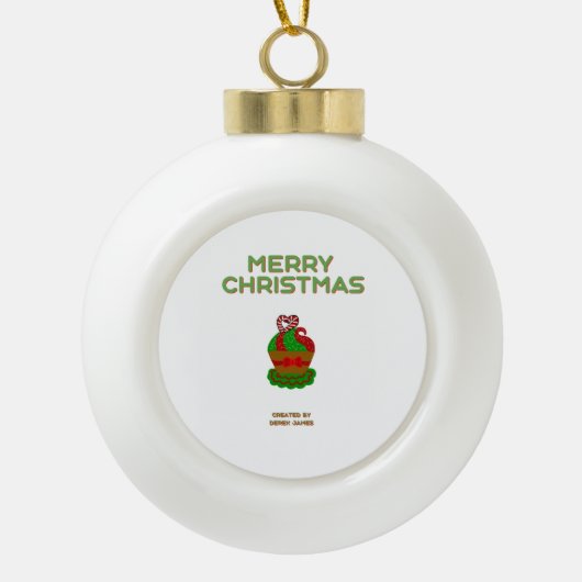 Kerst Cupcake Keramische Bal Ornament (Voorkant)