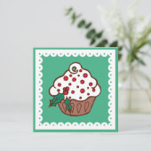 Kerst Cupcake Kerstfeest Uitnodigingen (Staand voorkant)