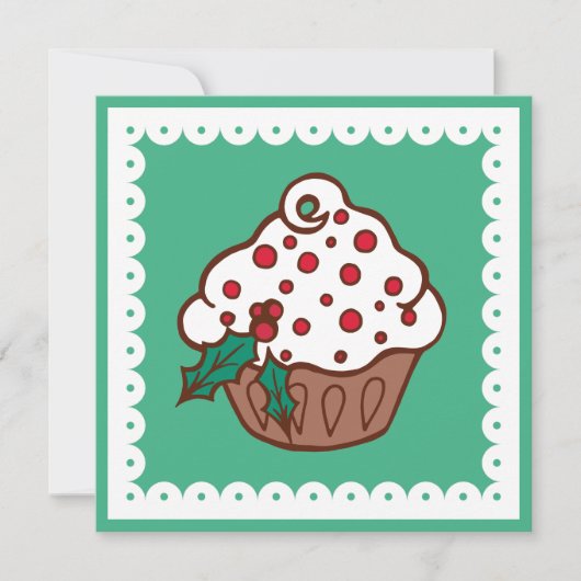 Kerst Cupcake Kerstfeest Uitnodigingen (Voorkant)