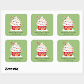 Kerst Cupcake met Bakgeest  Vierkante Sticker (Vel)