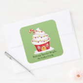 Kerst Cupcake met Bakgeest  Vierkante Sticker (Envelop)