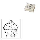 Kerst Cupcake met Holly Art Stamp Rubberstempel (Gestempeld)