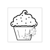Kerst Cupcake met Holly Art Stamp Rubberstempel (Afrduk)