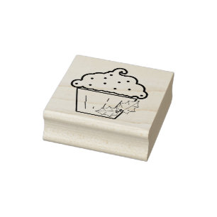 Kerst Cupcake met Holly Art Stamp Rubberstempel