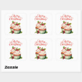 Kerst Cupcake met Hulstbes Vierkante Sticker (Vel)