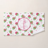 Kerst cupcake ontwerp, Naam & Monogram Handdoek (Handdoek)