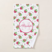 Kerst cupcake ontwerp, Naam & Monogram Handdoek (Handdoek)