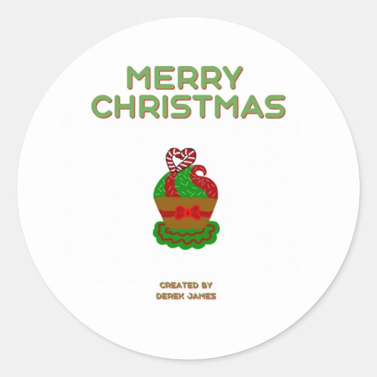 Kerst Cupcake Ronde Sticker (Voorkant)
