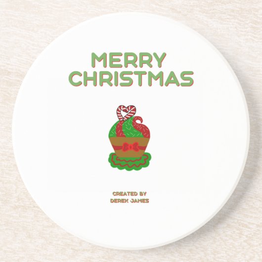 Kerst Cupcake Sandstone Onderzetter (Voorkant)